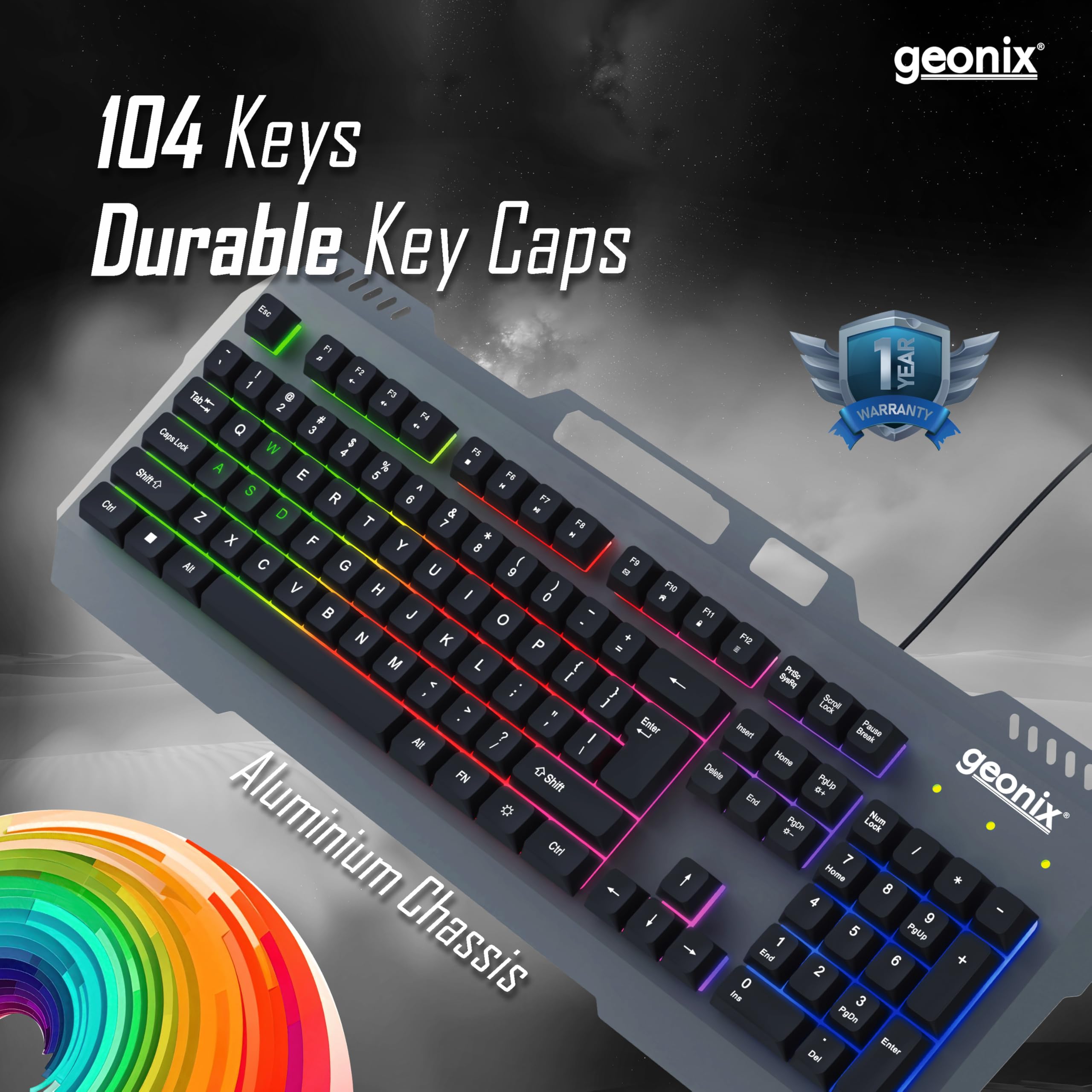 Geonix Cruiser CX1 Wired Keyboard and Mouse Gaming Combo with